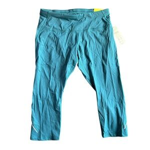 NWT All in Motion Sleek Run High Rise Capri Leggings XXL Teal Activewear